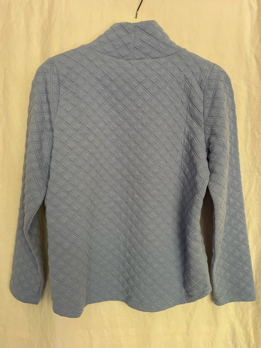 J. Crew Quilted Mockneck Pullover Periwinkle Diamond Knit Sweatshirt Size XS